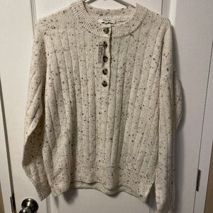 madewell donegal bowden henley sweater size medium white H168